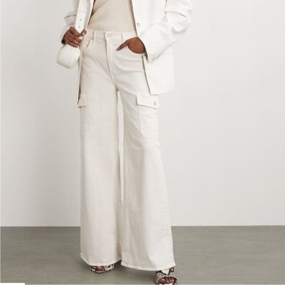 MOTHER | Women’s The Undercover Cargo Wide Leg Jeans in Creampuff Size 28 NWOT - Picture 1 of 9